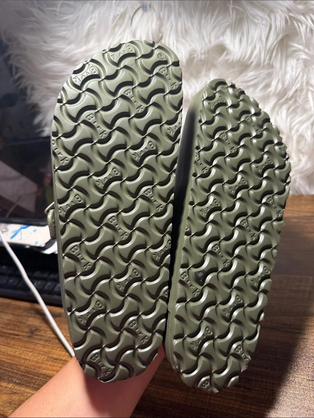 Birkenstock Olive Green Slip-On Clogs with Buckle